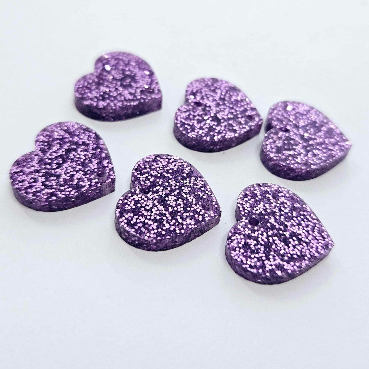 18mm PURPLE GLITTER 3 LAYERED Acrylic Hearts