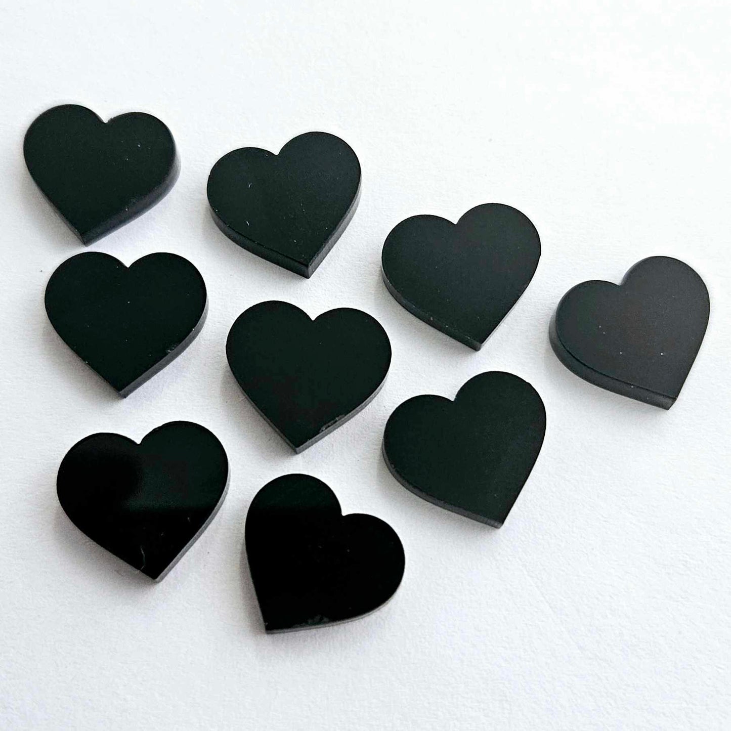 14mm GLOSSY BLACK Acrylic HEARTS