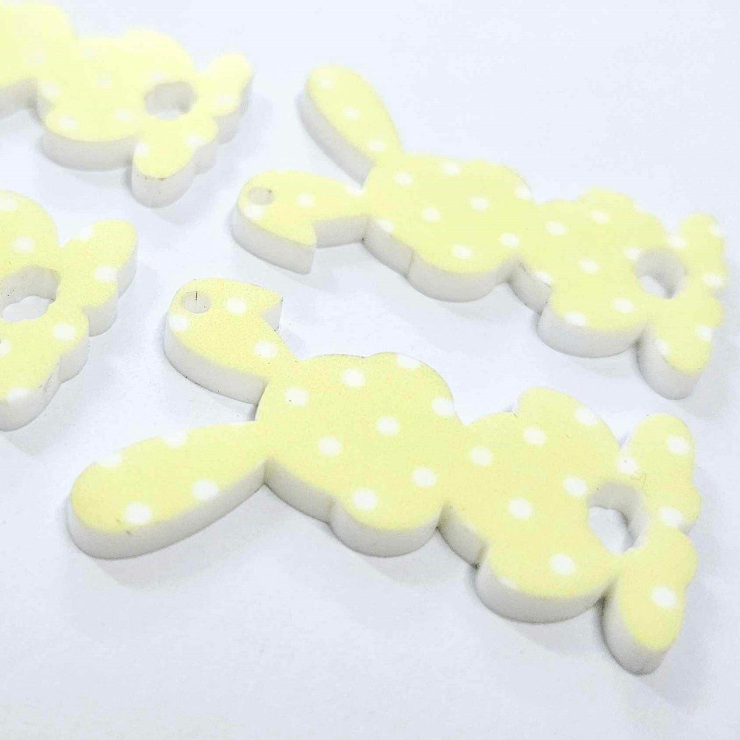 38mm YELLOW POLKA DOT Acrylic BUNNIES