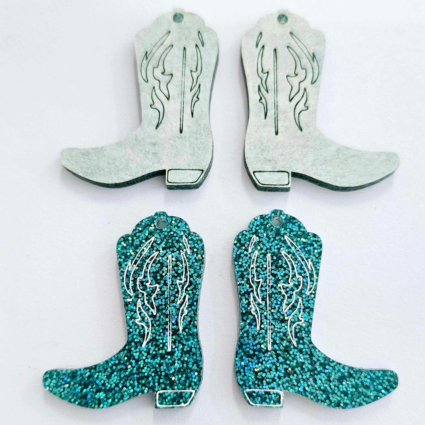 35mm TEAL GLITTER Acrylic BOOTS