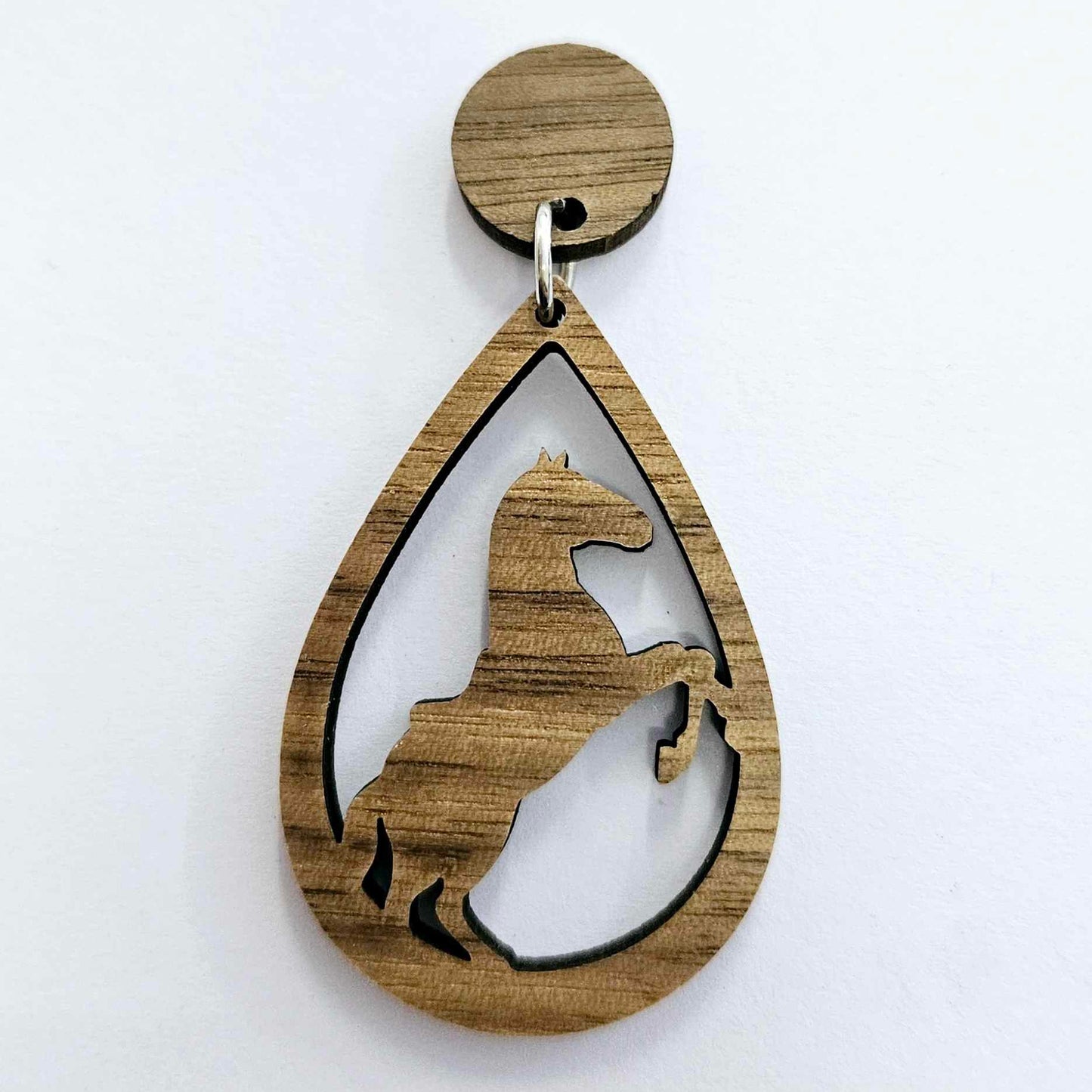 45mm WALNUT Teardrop HORSE Dangles