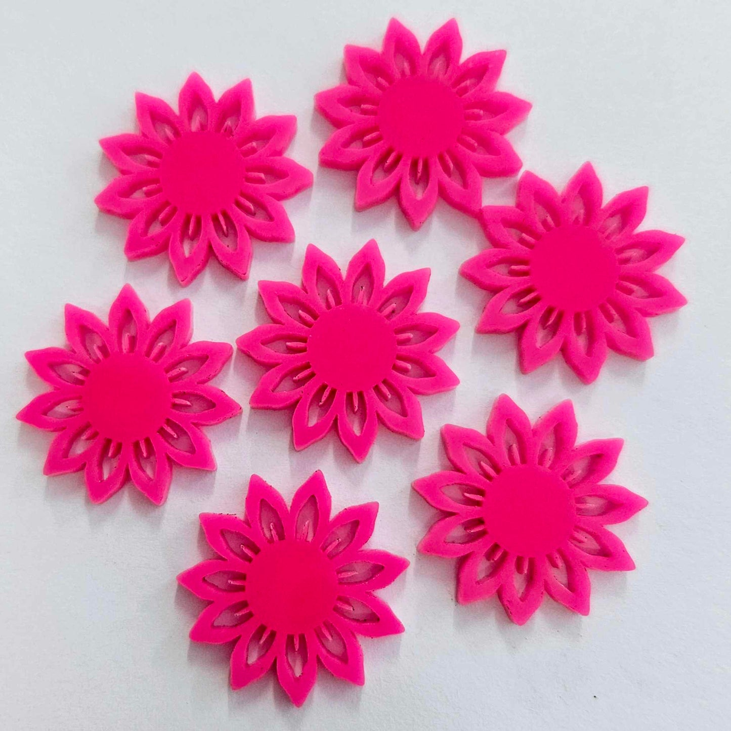 24mm HOT PINK Acrylic SUNFLOWERS