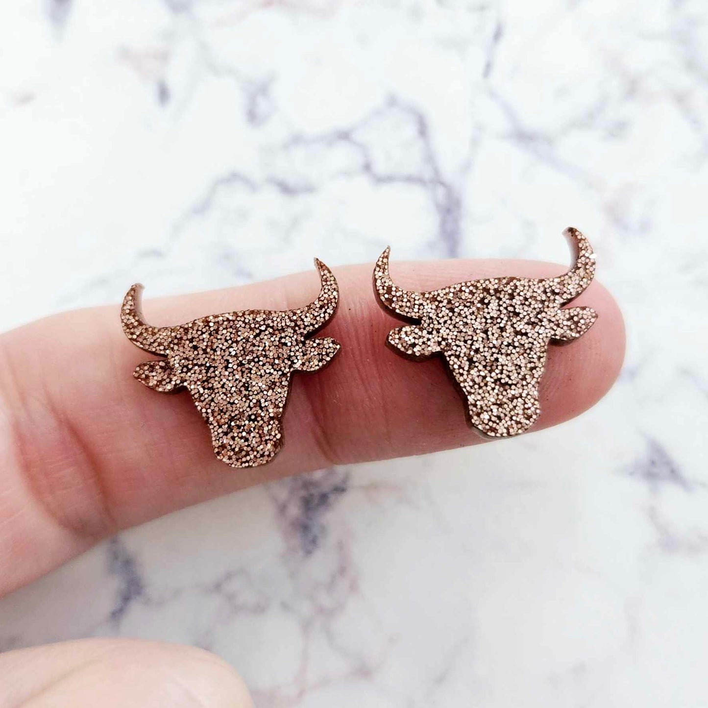 17mm COPPER GLITTER Acrylic BULL HEADS