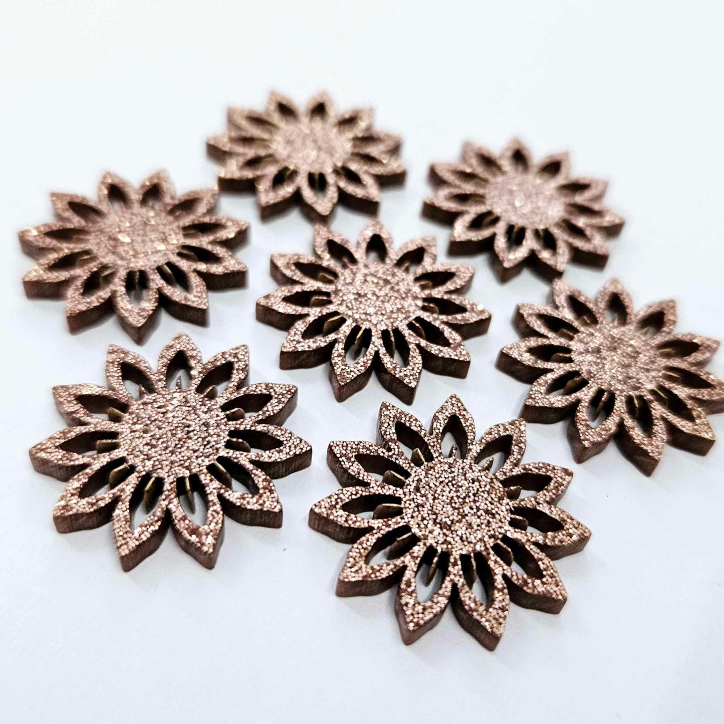 24mm COPPER GLITTER Acrylic SUNFLOWERS