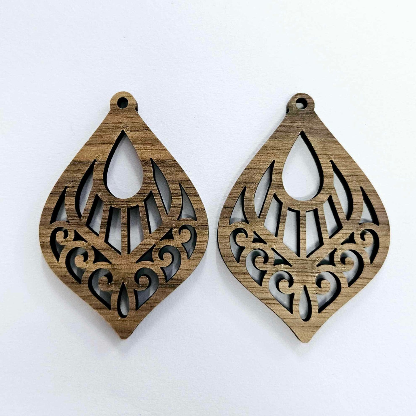 50mm WALNUT Veneer FILIGREE TEARDROPS