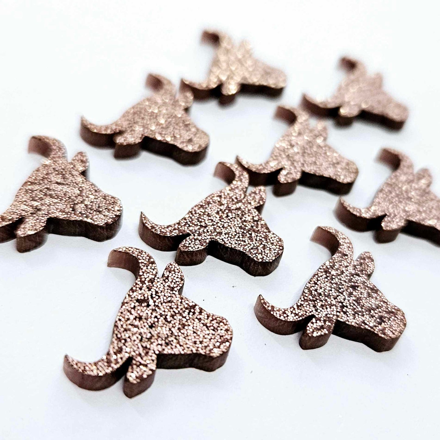 17mm COPPER GLITTER Acrylic BULL HEADS