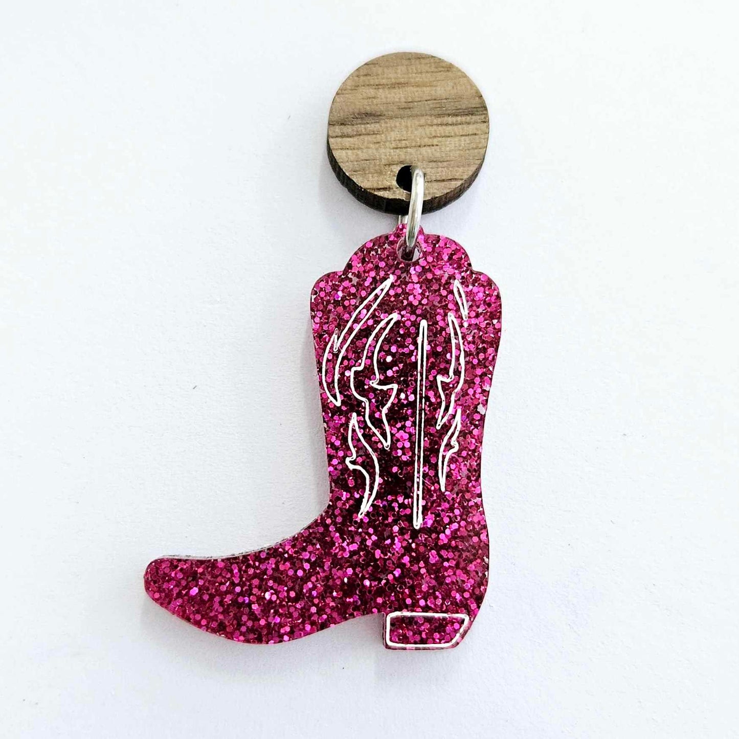 35mm HOT PINK GLITTER Acrylic BOOTS