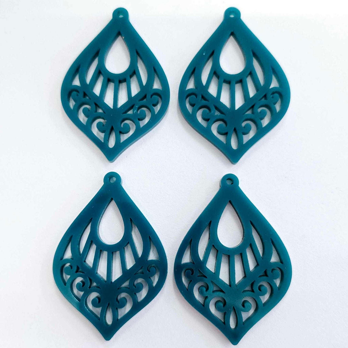 50mm TURQUOISE Acrylic FILIGREE TEARDROPS