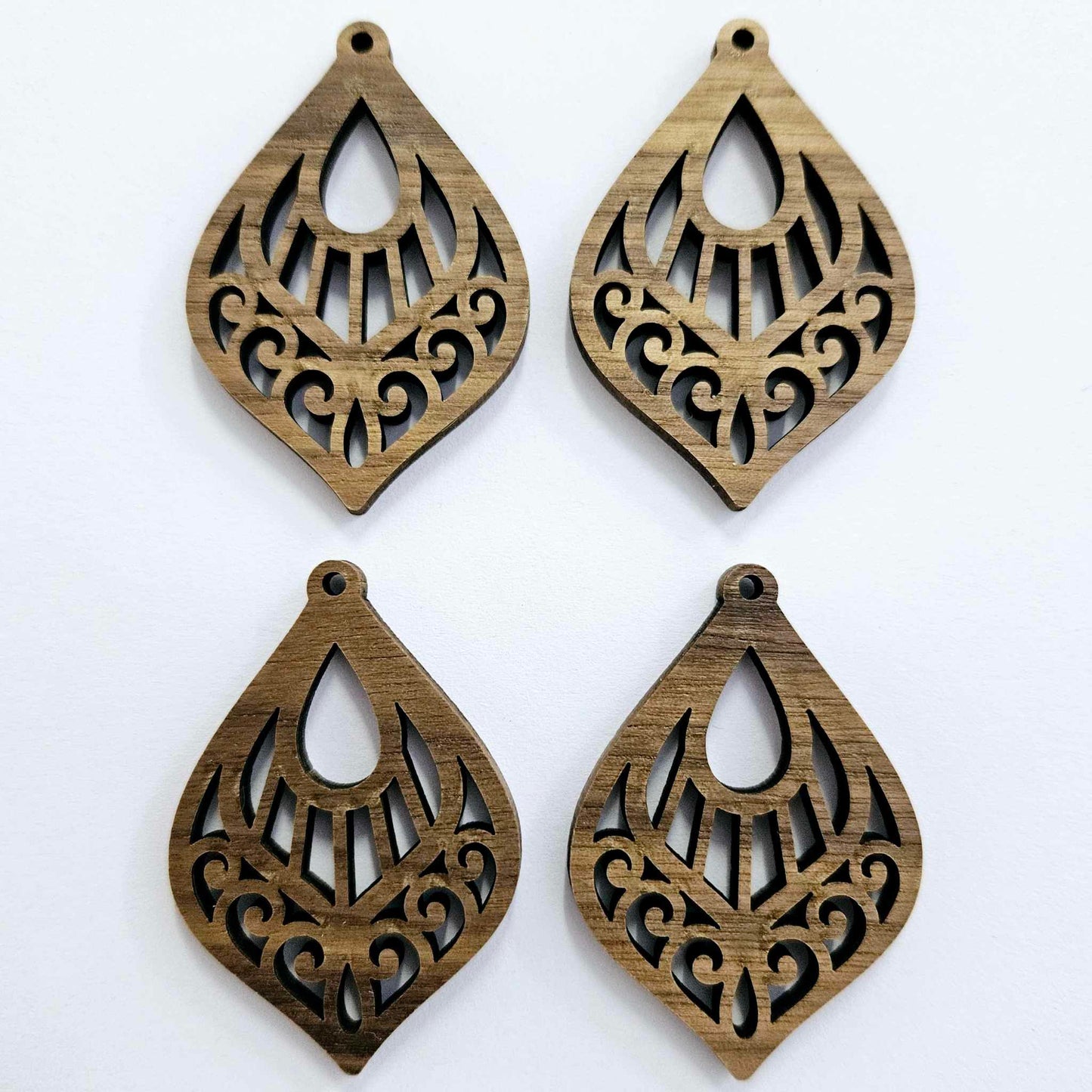 50mm WALNUT Veneer FILIGREE TEARDROPS