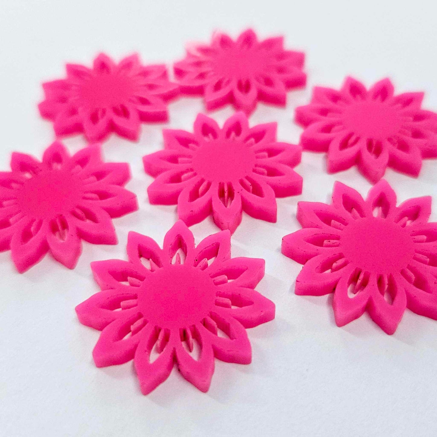 24mm HOT PINK Acrylic SUNFLOWERS