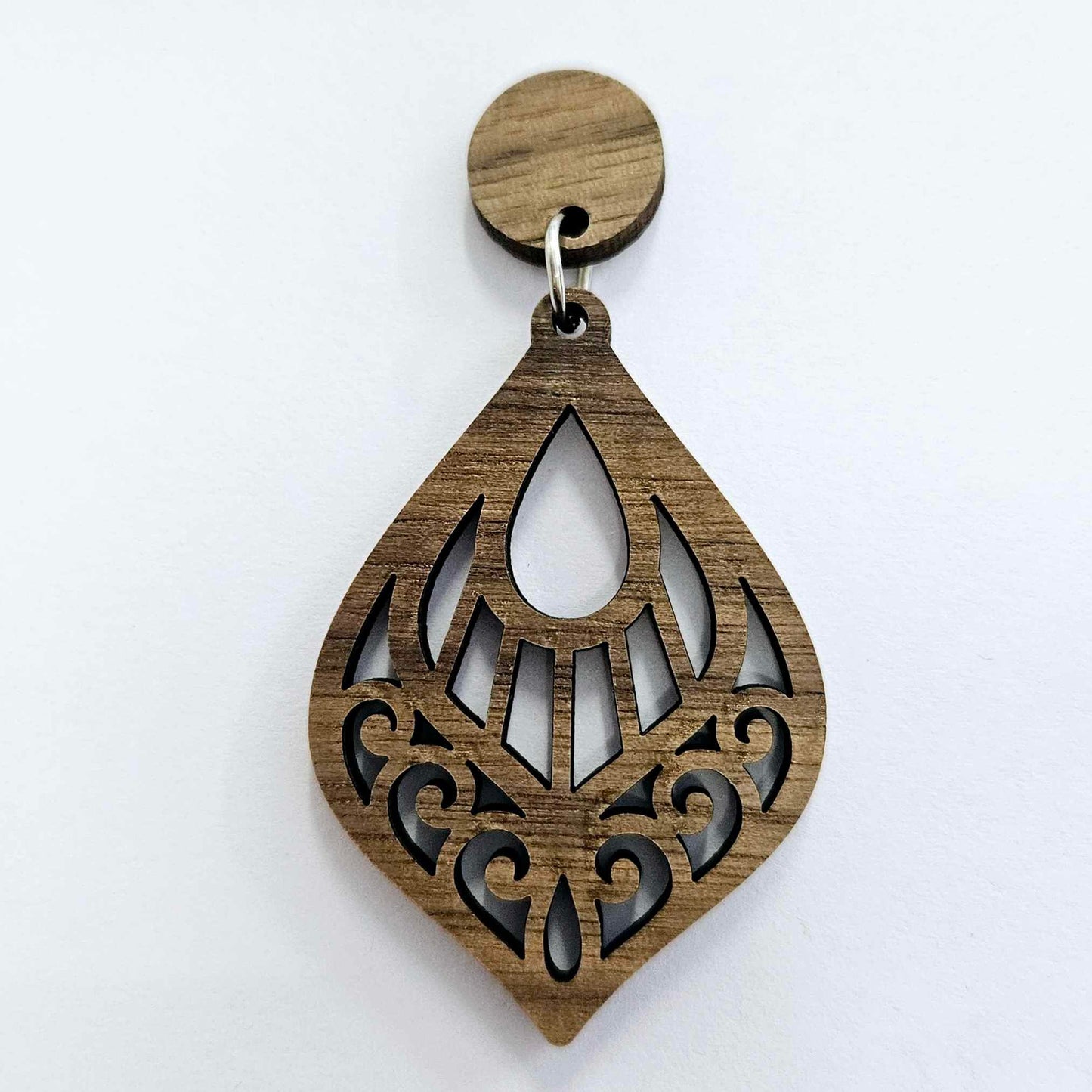 50mm WALNUT Veneer FILIGREE TEARDROPS