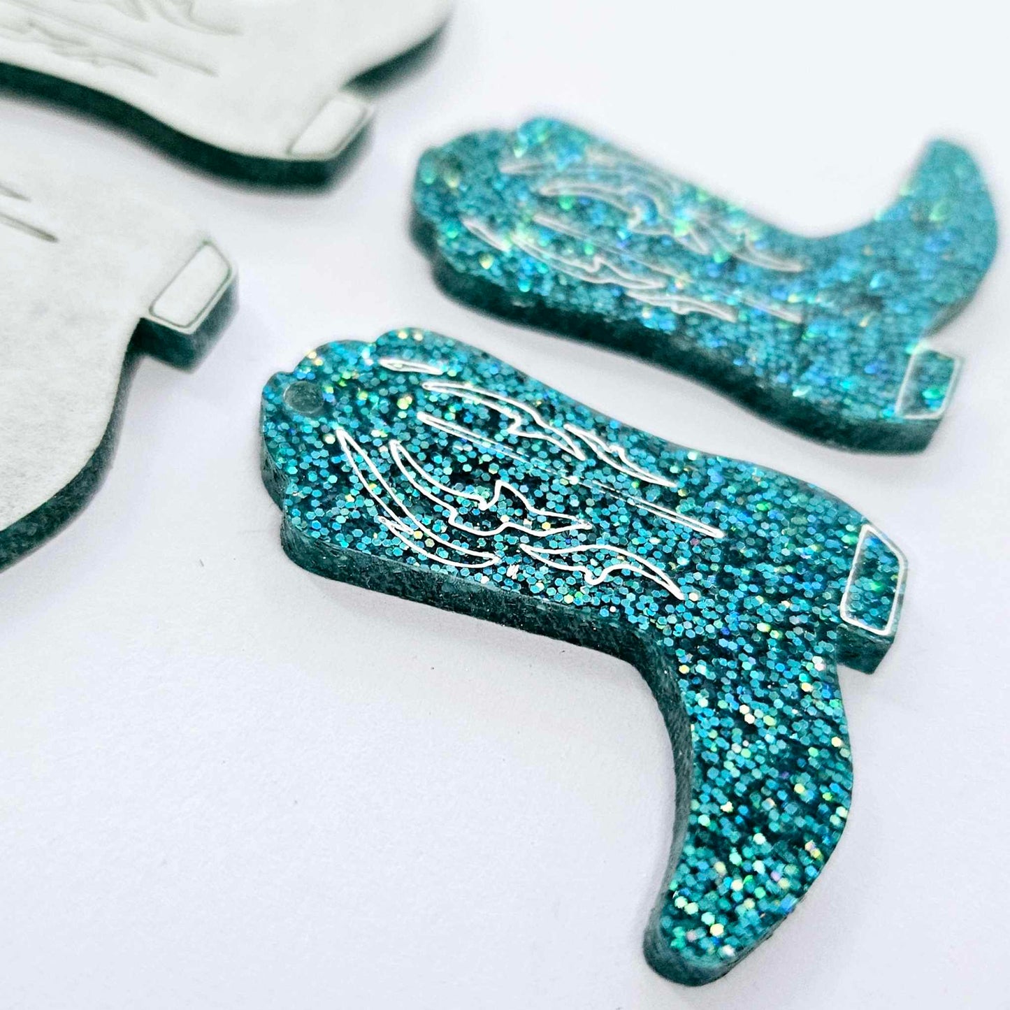 35mm TEAL GLITTER Acrylic BOOTS