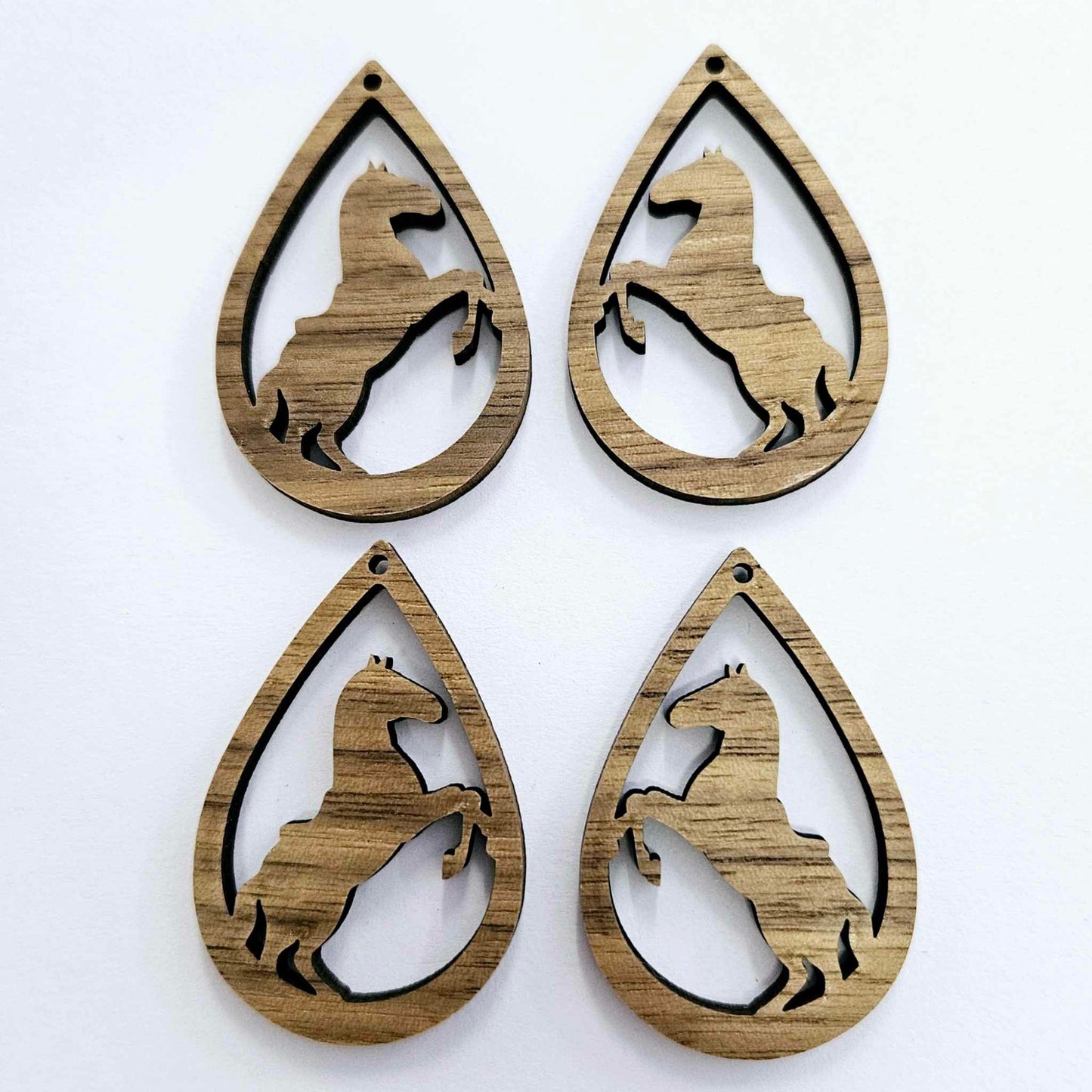 45mm WALNUT Teardrop HORSE Dangles