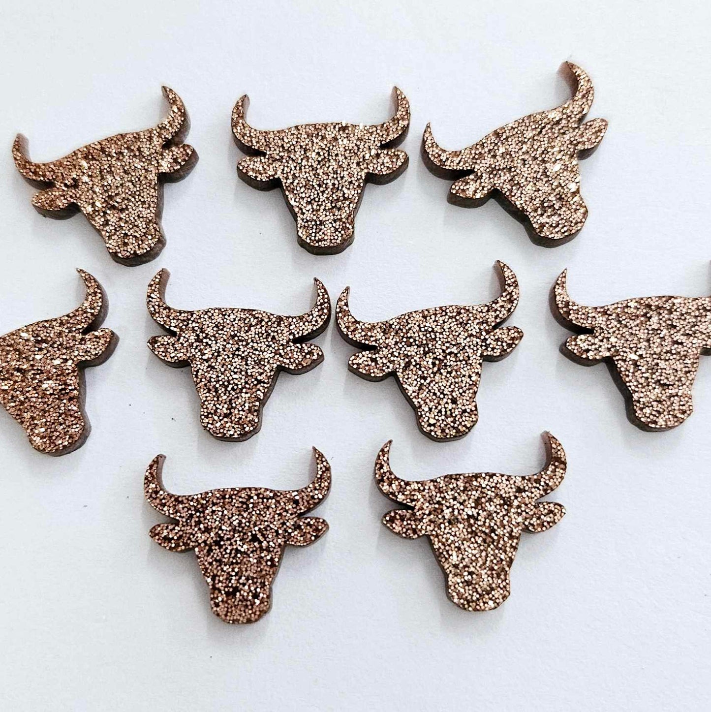 17mm COPPER GLITTER Acrylic BULL HEADS