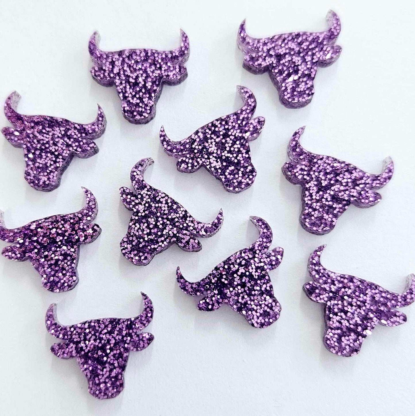 17mm PURPLE GLITTER Acrylic BULL HEADS