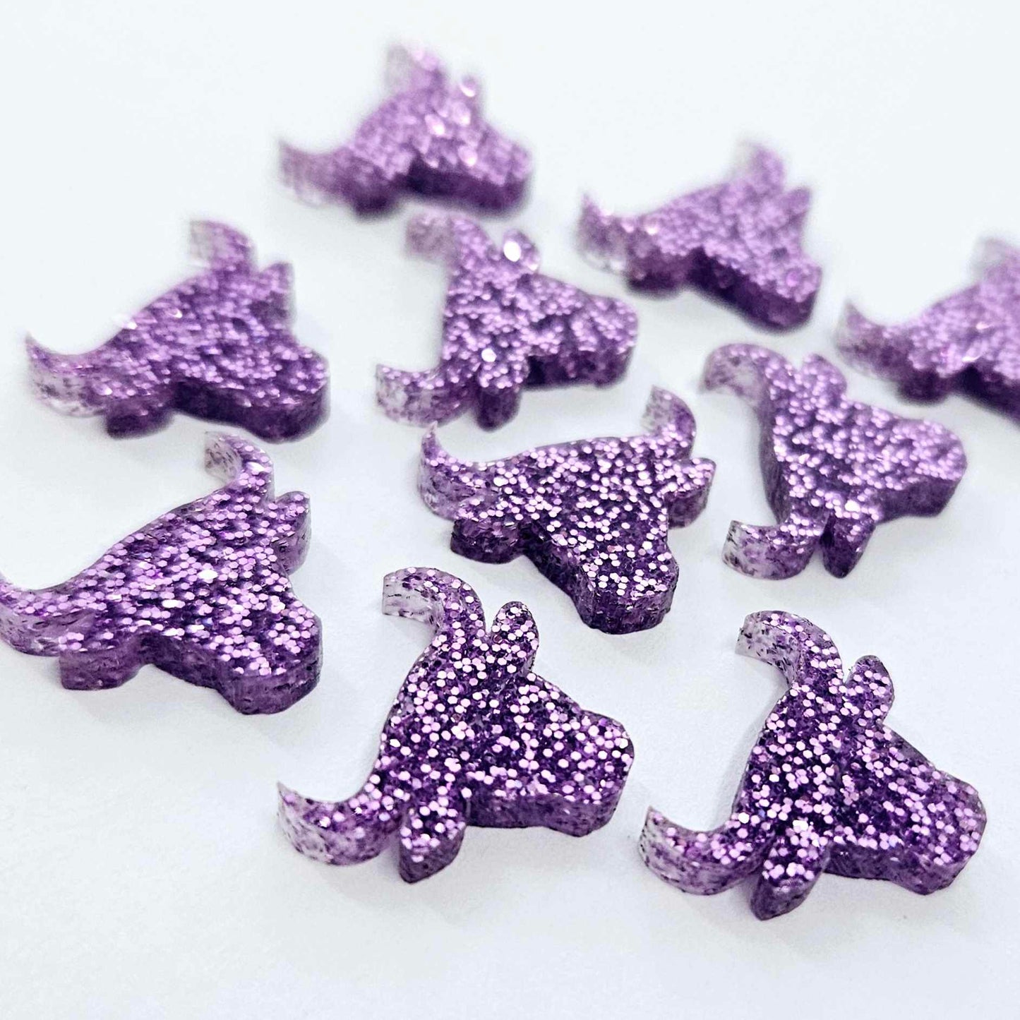 17mm PURPLE GLITTER Acrylic BULL HEADS