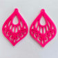 50mm HOT PINK Acrylic FILIGREE TEARDROPS