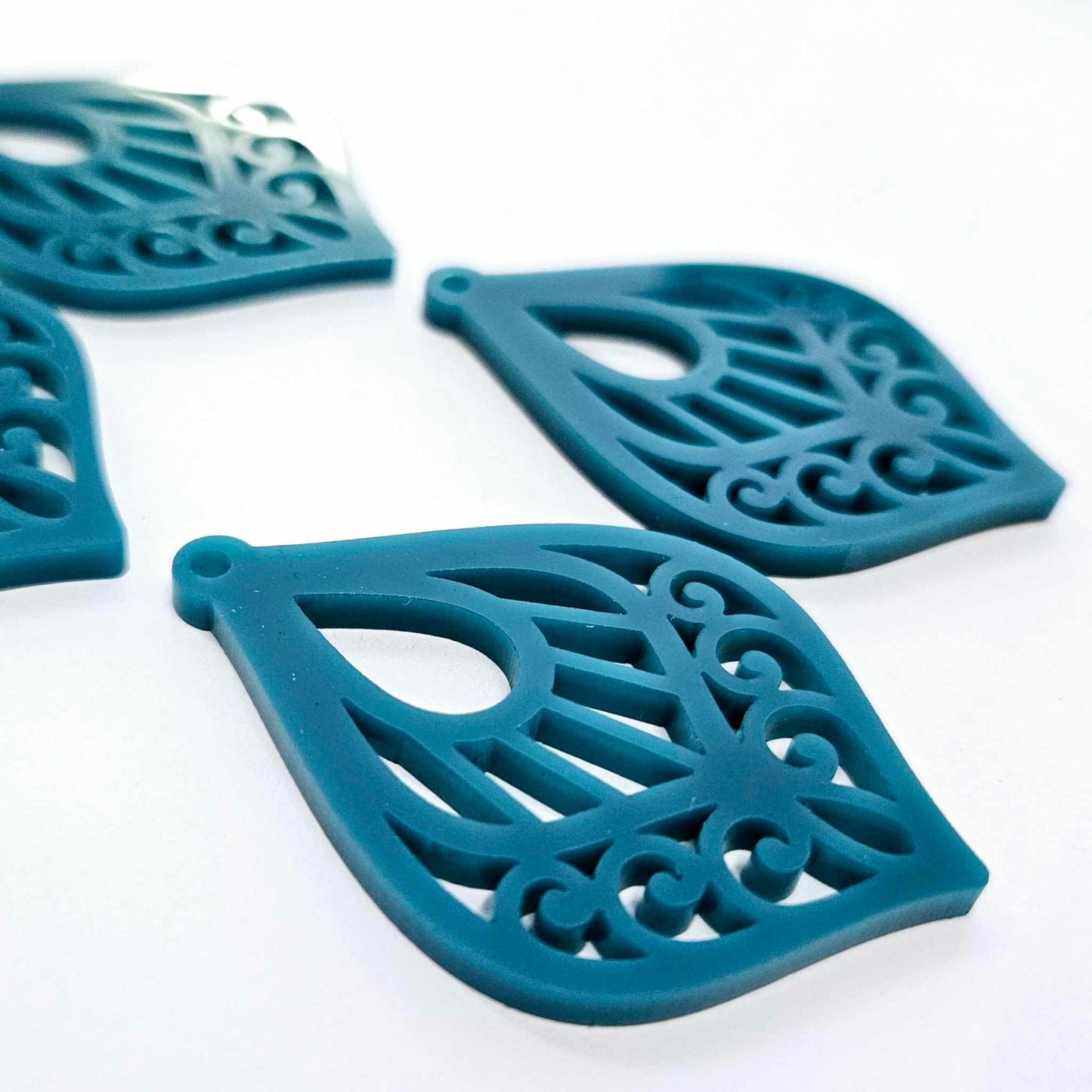 50mm TURQUOISE Acrylic FILIGREE TEARDROPS