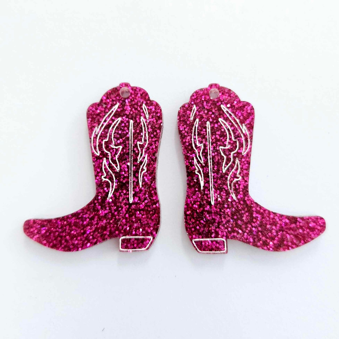 35mm HOT PINK GLITTER Acrylic BOOTS