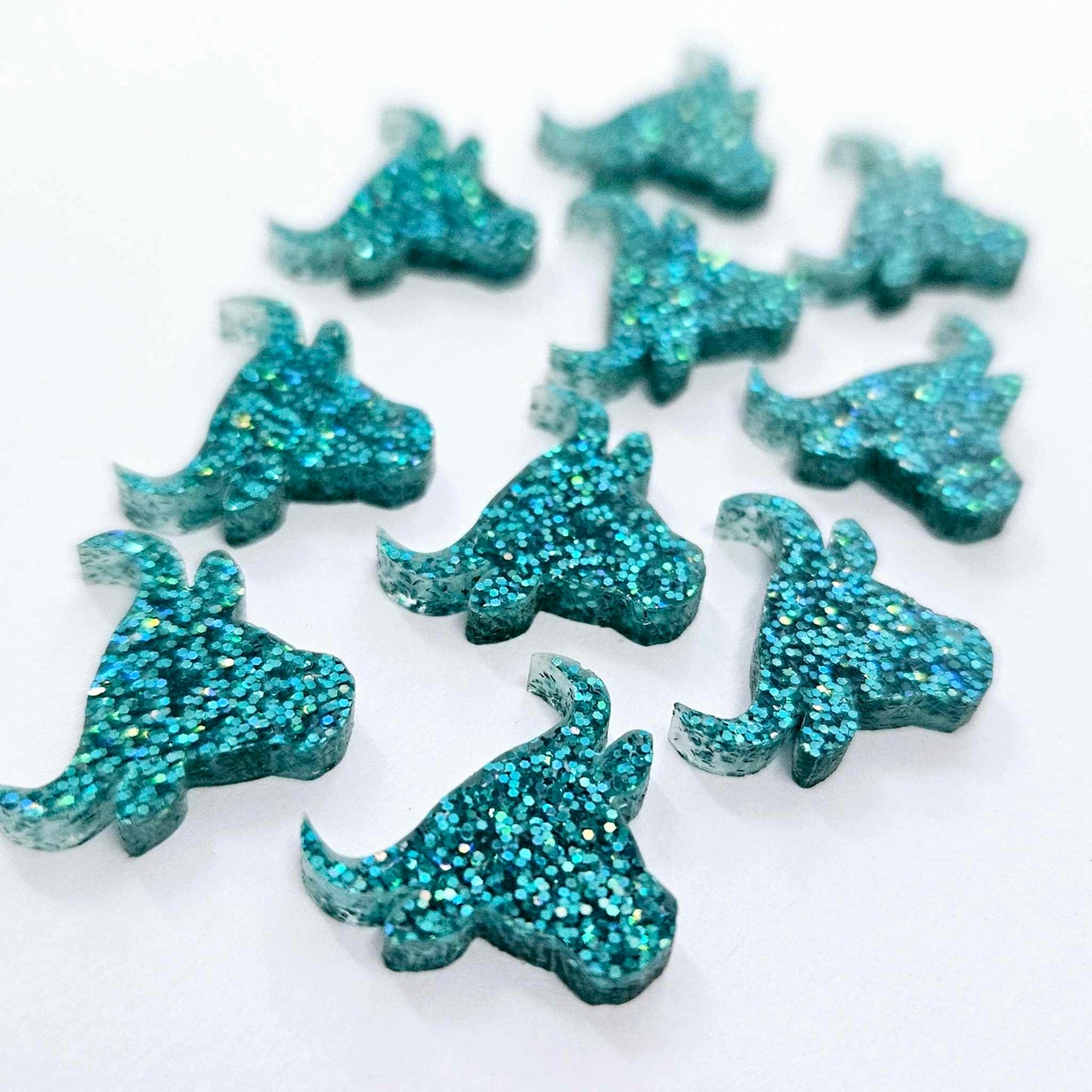 17mm TEAL GLITTER Acrylic BULL HEADS