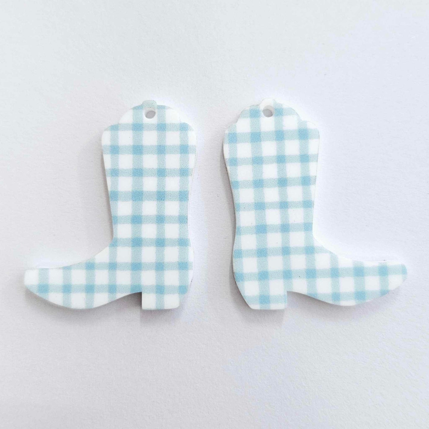 35mm BLUE GINGHAM Acrylic BOOTS