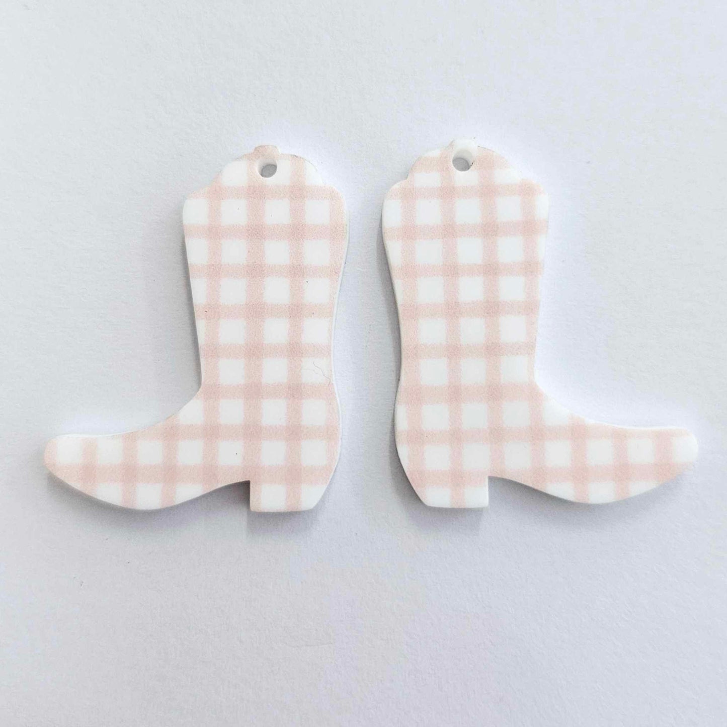 35mm PINK GINGHAM Acrylic BOOTS