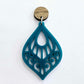 50mm TURQUOISE Acrylic FILIGREE TEARDROPS