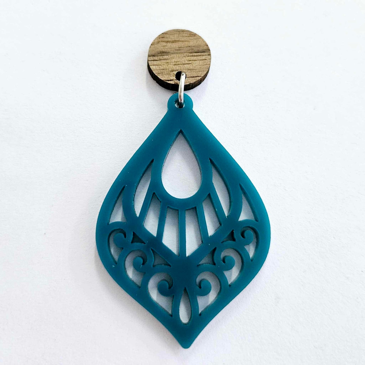 50mm TURQUOISE Acrylic FILIGREE TEARDROPS