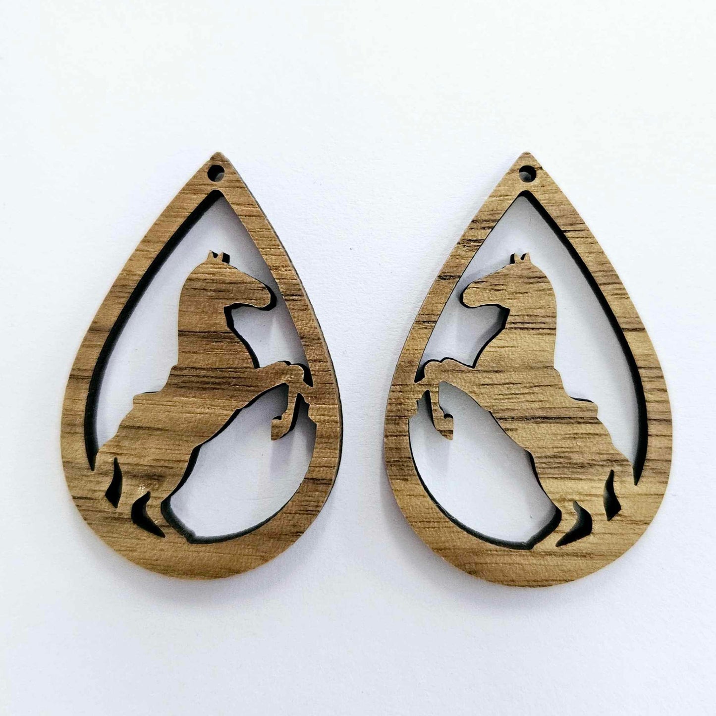 45mm WALNUT Teardrop HORSE Dangles