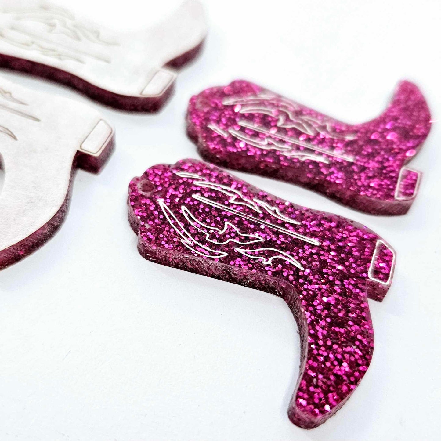 35mm HOT PINK GLITTER Acrylic BOOTS