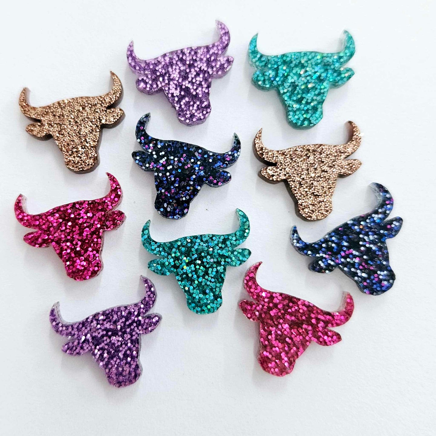 17mm GLITTER Acrylic BULL HEADS MIXED PACK