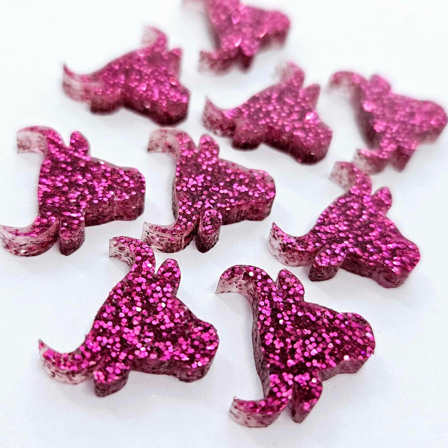 17mm HOT PINK GLITTER Acrylic BULL HEADS