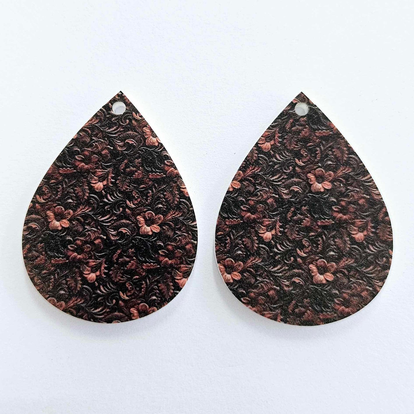 40mm FLORAL LEATHER Look Acrylic TEARDROPS