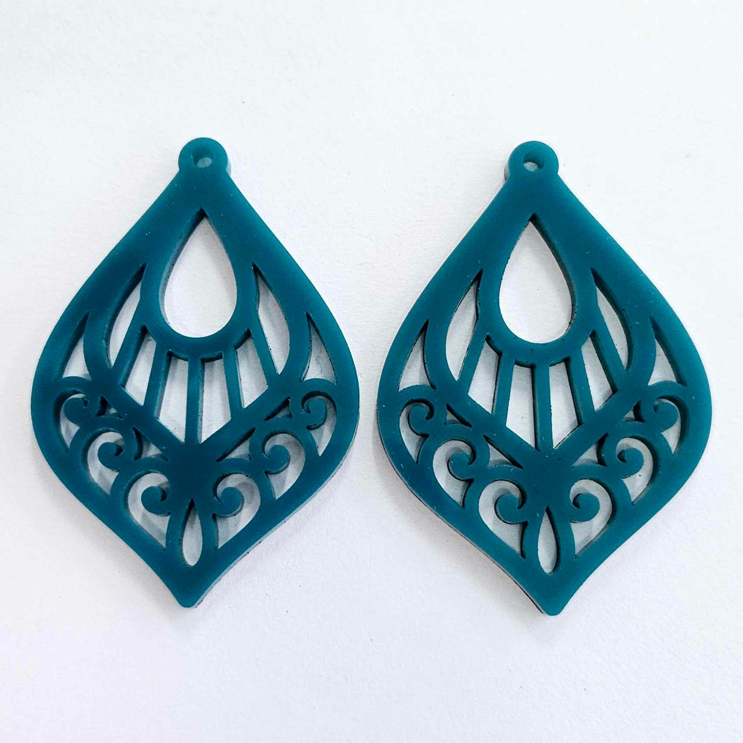 50mm TURQUOISE Acrylic FILIGREE TEARDROPS