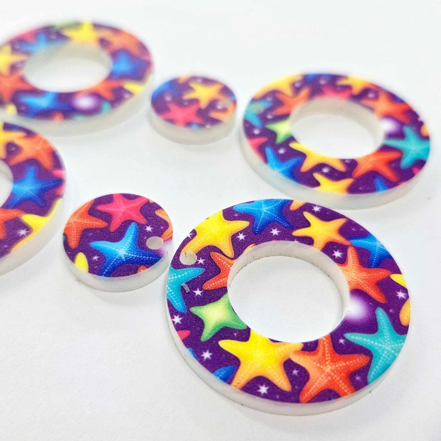 33mm STARFISH Acrylic MINI HOOPS, with toppers