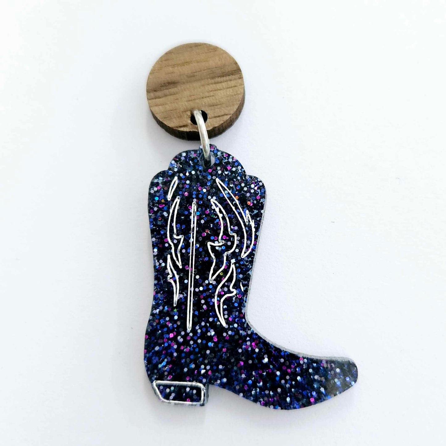 35mm HOLOGRAPHIC BLUE GLITTER Acrylic BOOTS