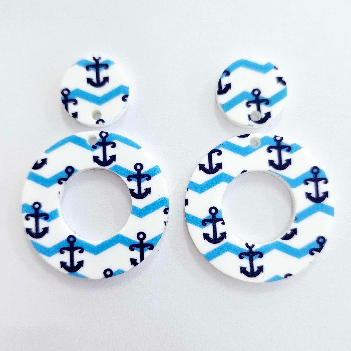 33mm NAUTICAL ANCHOR Acrylic MINI HOOPS, with toppers