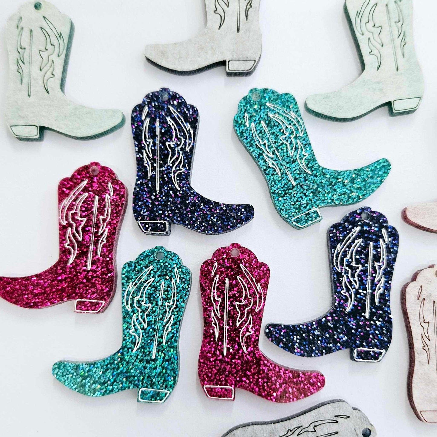 35mm GLITTER Acrylic BOOTS MIXED PACK