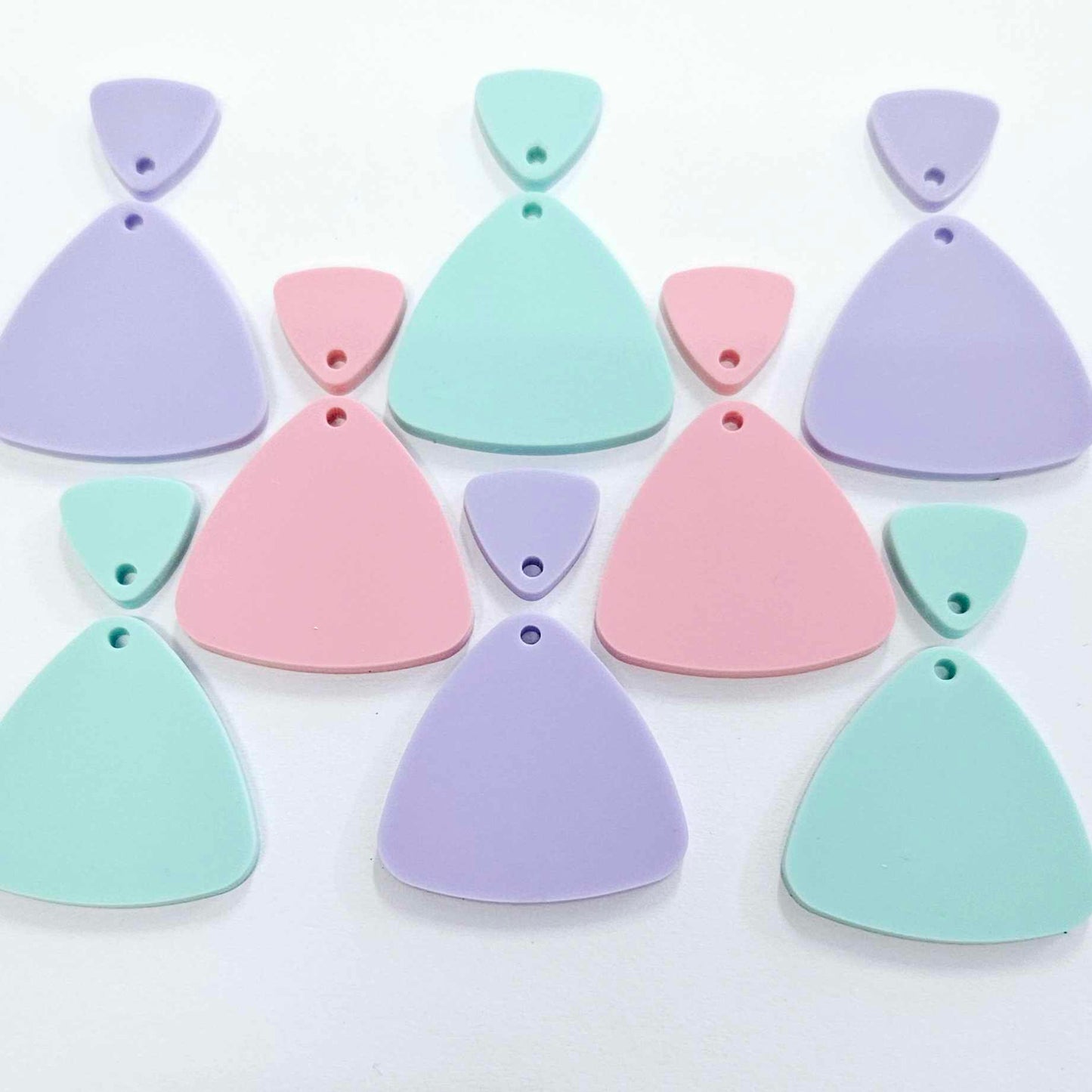 30mm PASTEL Acrylic TRIANGLE Dangles MIXED Pack