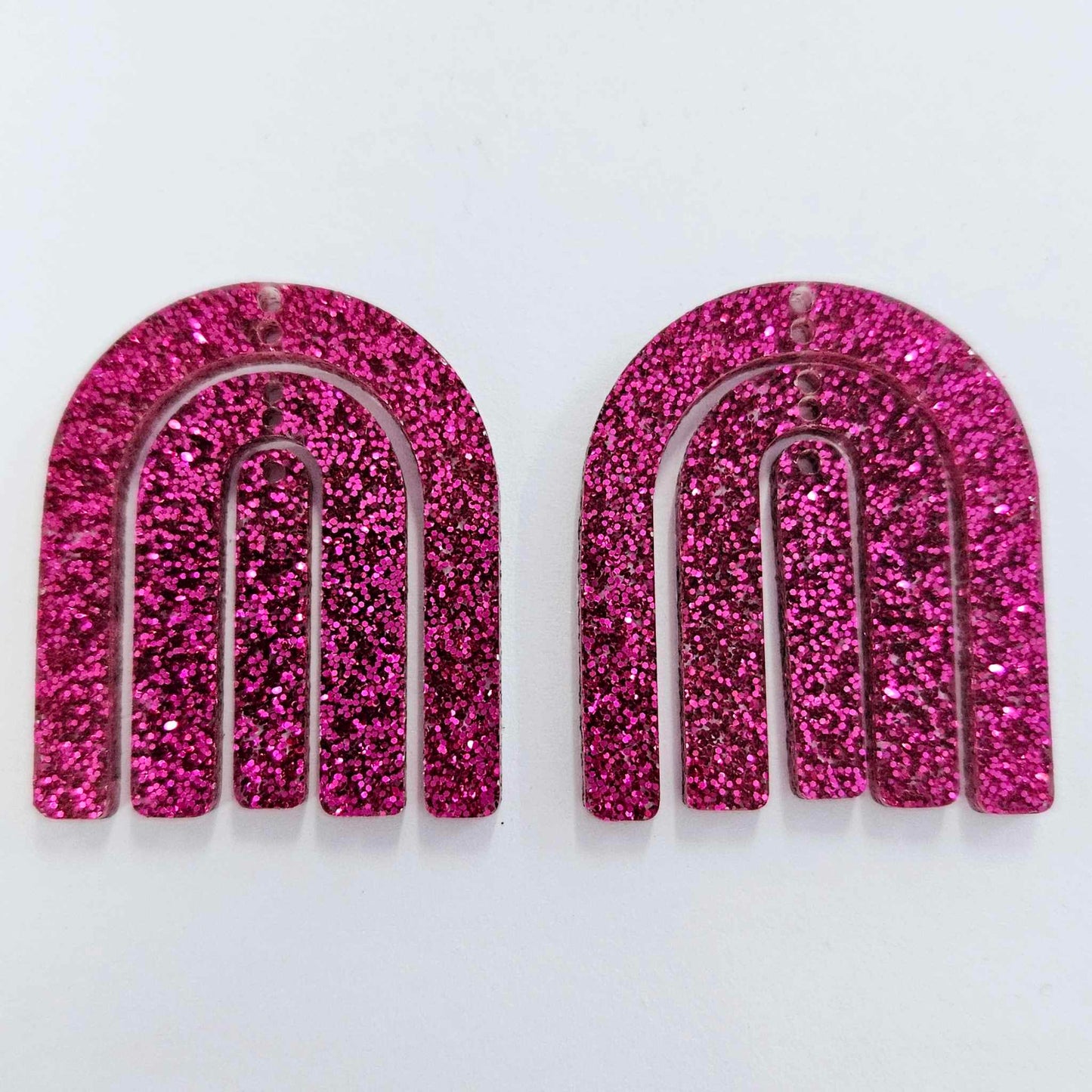 40mm HOT PINK GLITTER Acrylic RAINBOWS