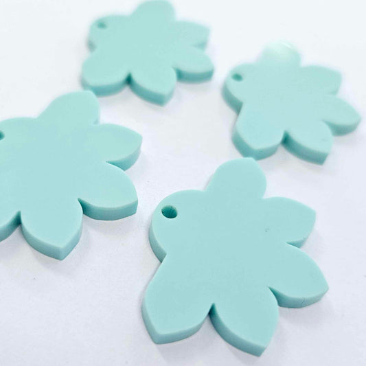 35mm PASTEL TURQUOISE (Aqua) Acrylic Half FLOWERS