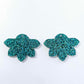 35mm TEAL GLITTER Acrylic Half FLOWERS