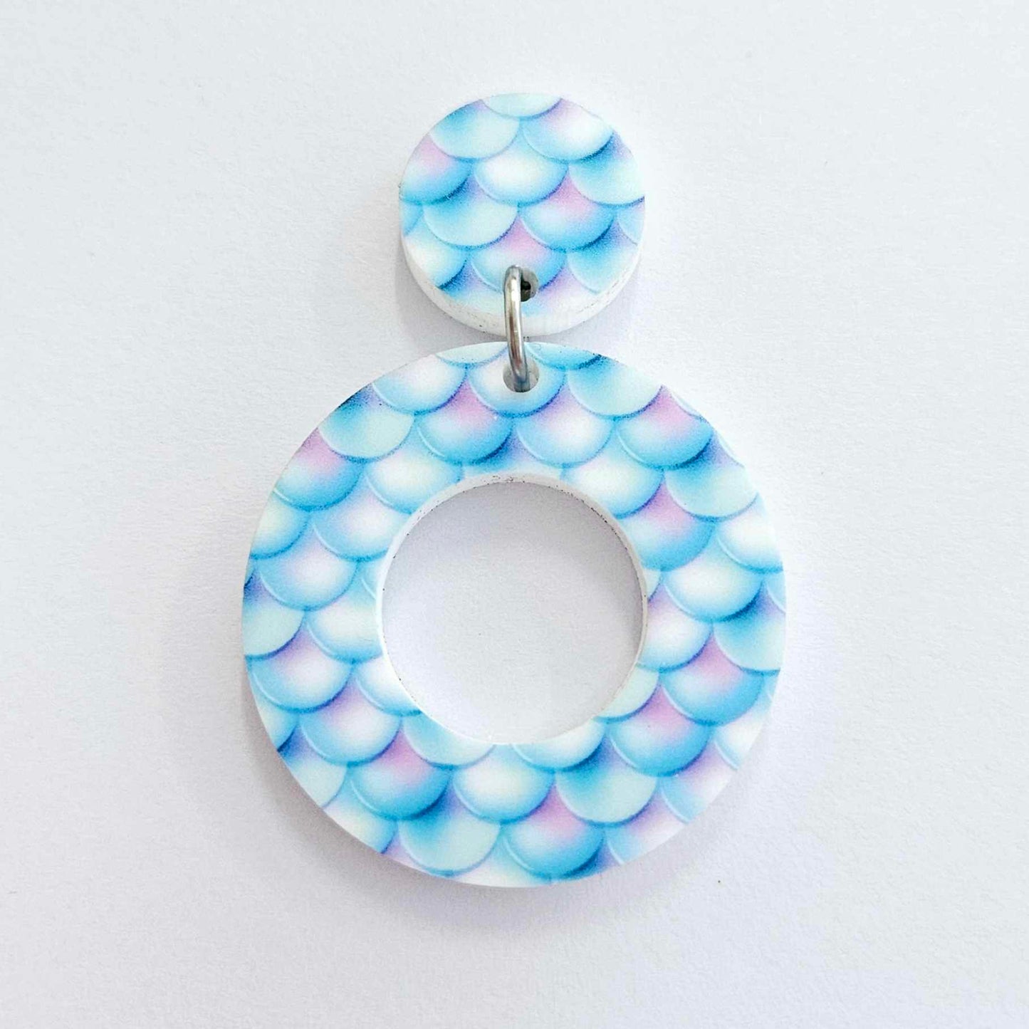 33mm MERMAID SCALES Acrylic MINI HOOPS, with toppers