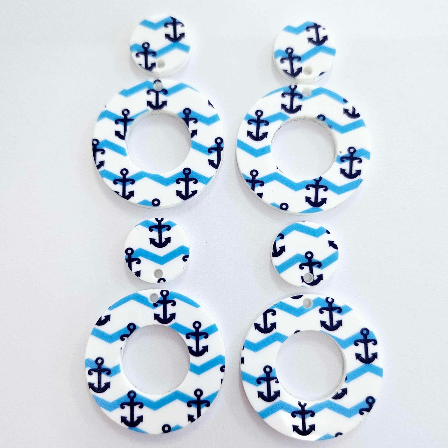 33mm NAUTICAL ANCHOR Acrylic MINI HOOPS, with toppers