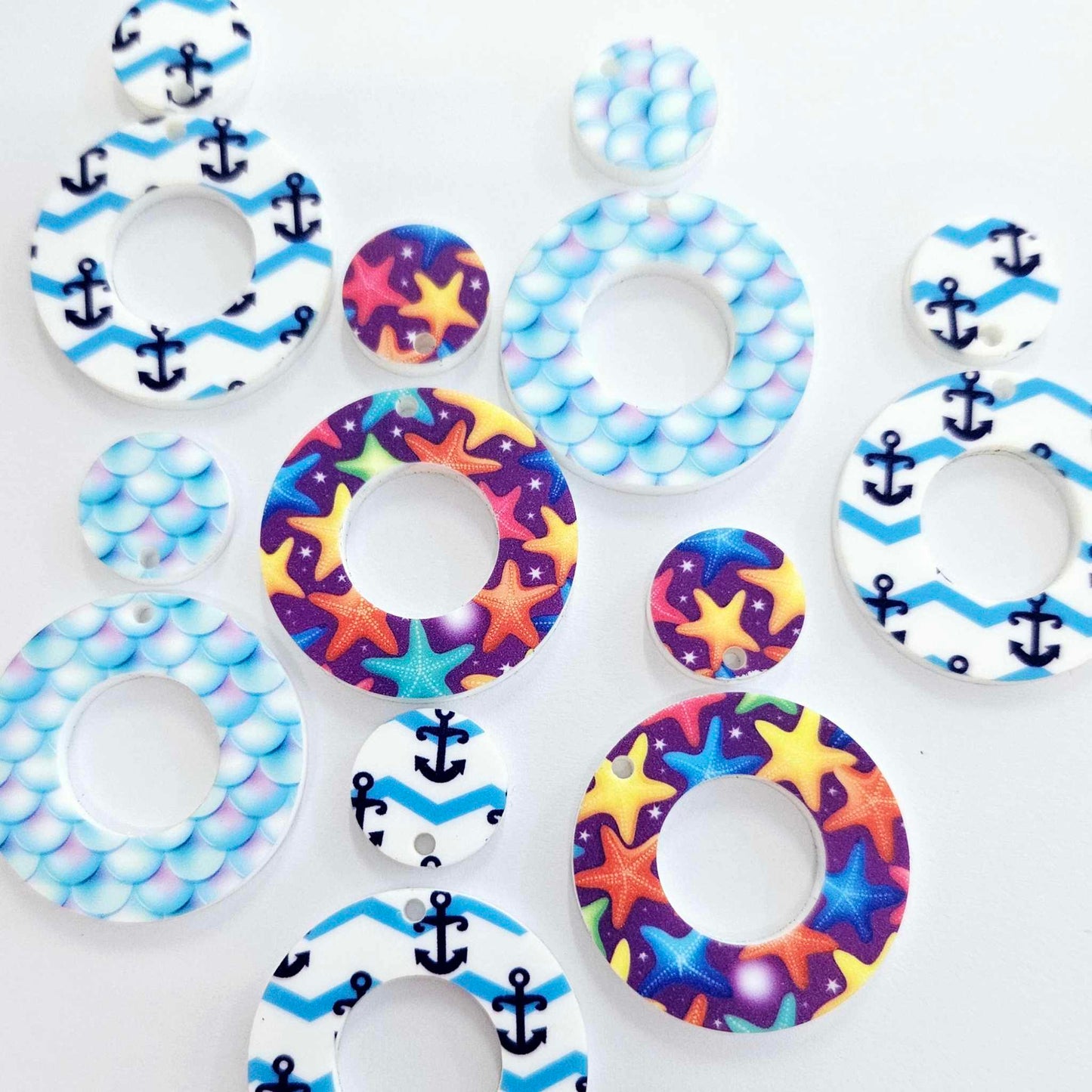 33mm UNDER THE SEA Acrylic MINI HOOPS MIXED PACK