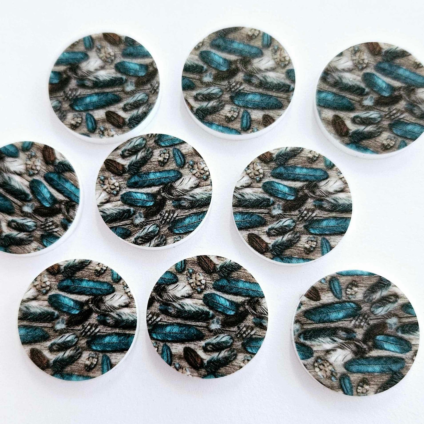 20mm COUNTRY FEATHERS Acrylic CIRCLES