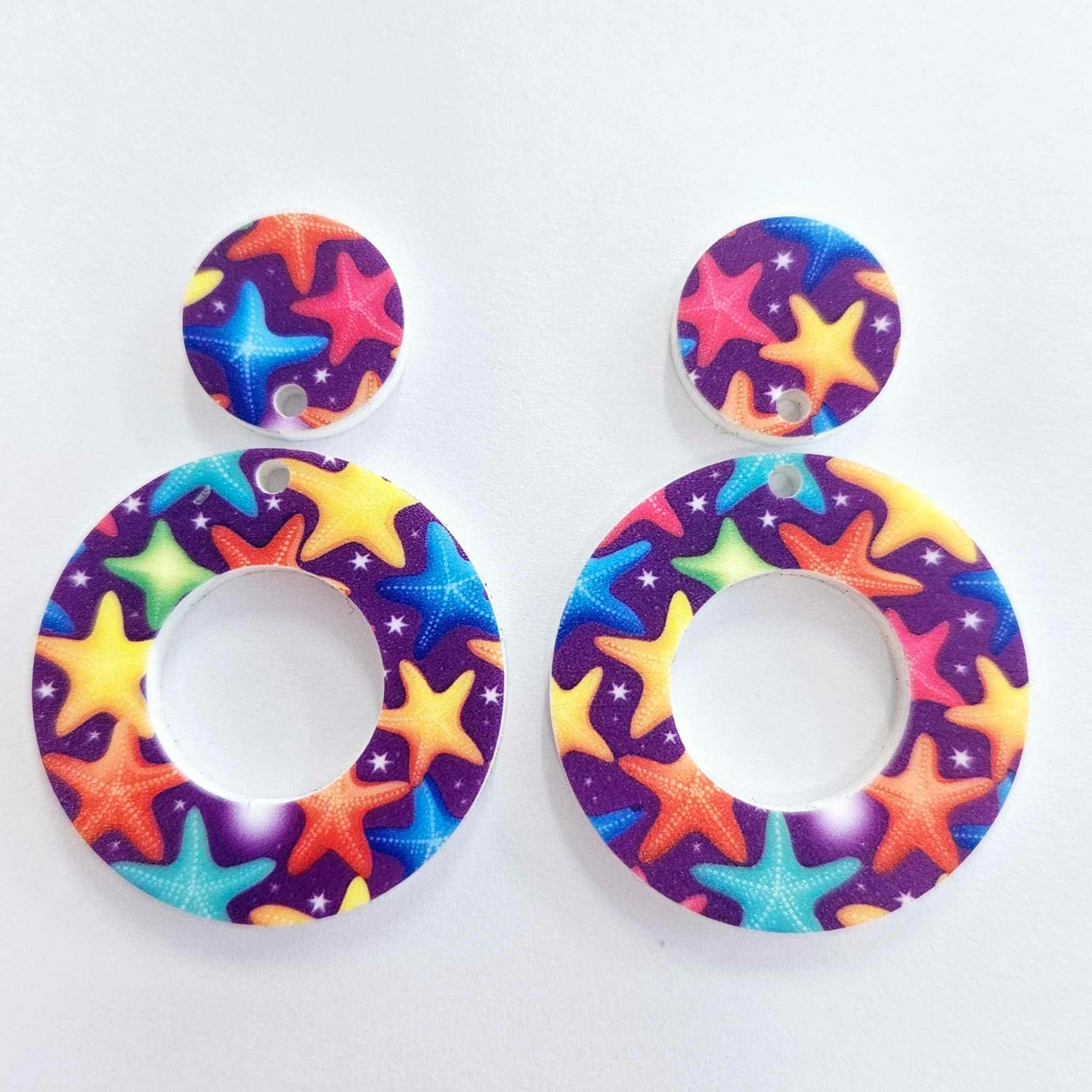 33mm STARFISH Acrylic MINI HOOPS, with toppers