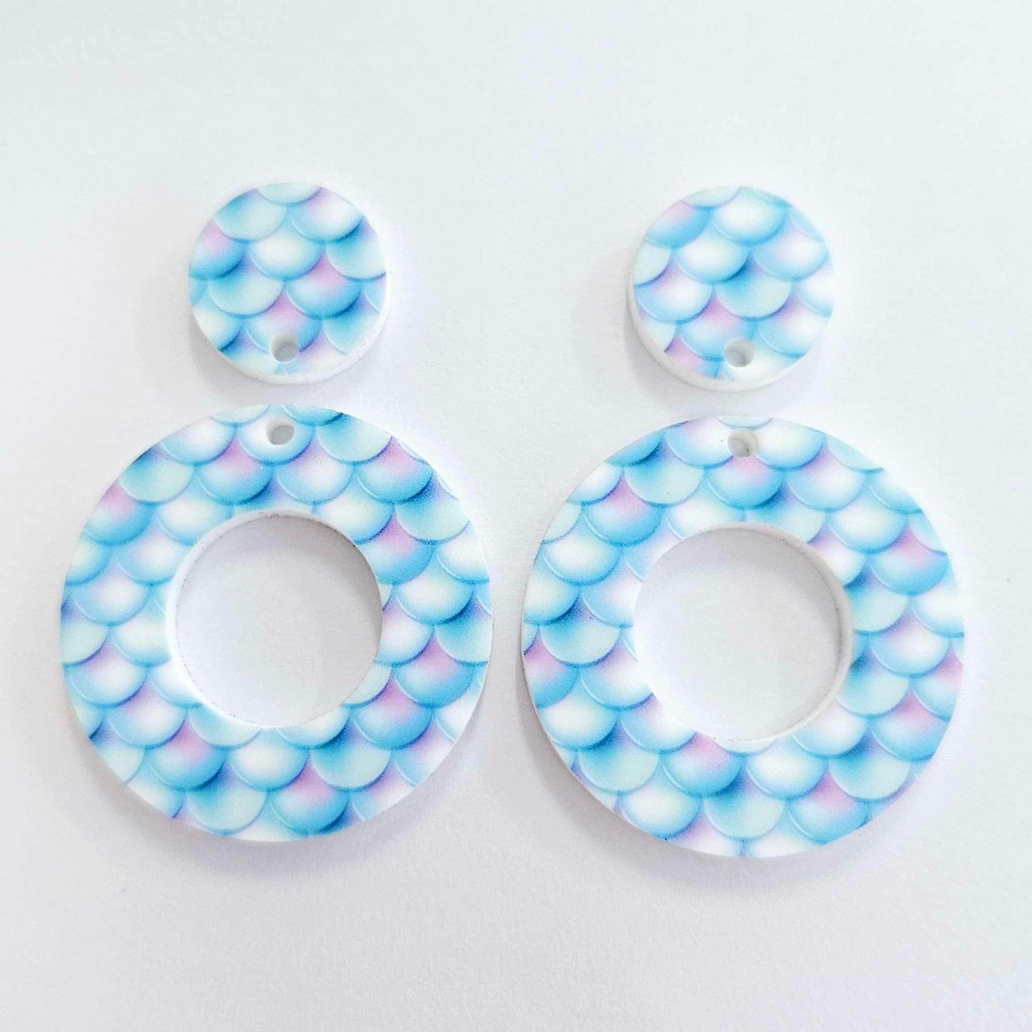 33mm MERMAID SCALES Acrylic MINI HOOPS, with toppers