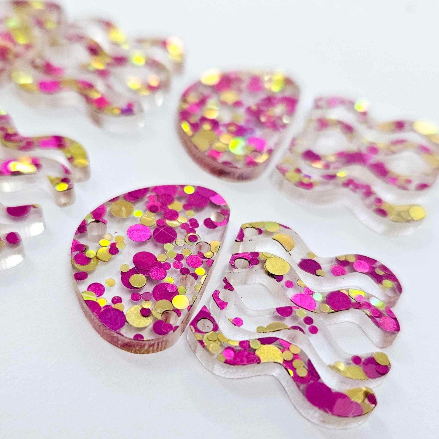 40mm PINK & GOLD BUBBLE GLITTER Acrylic JELLYFISH