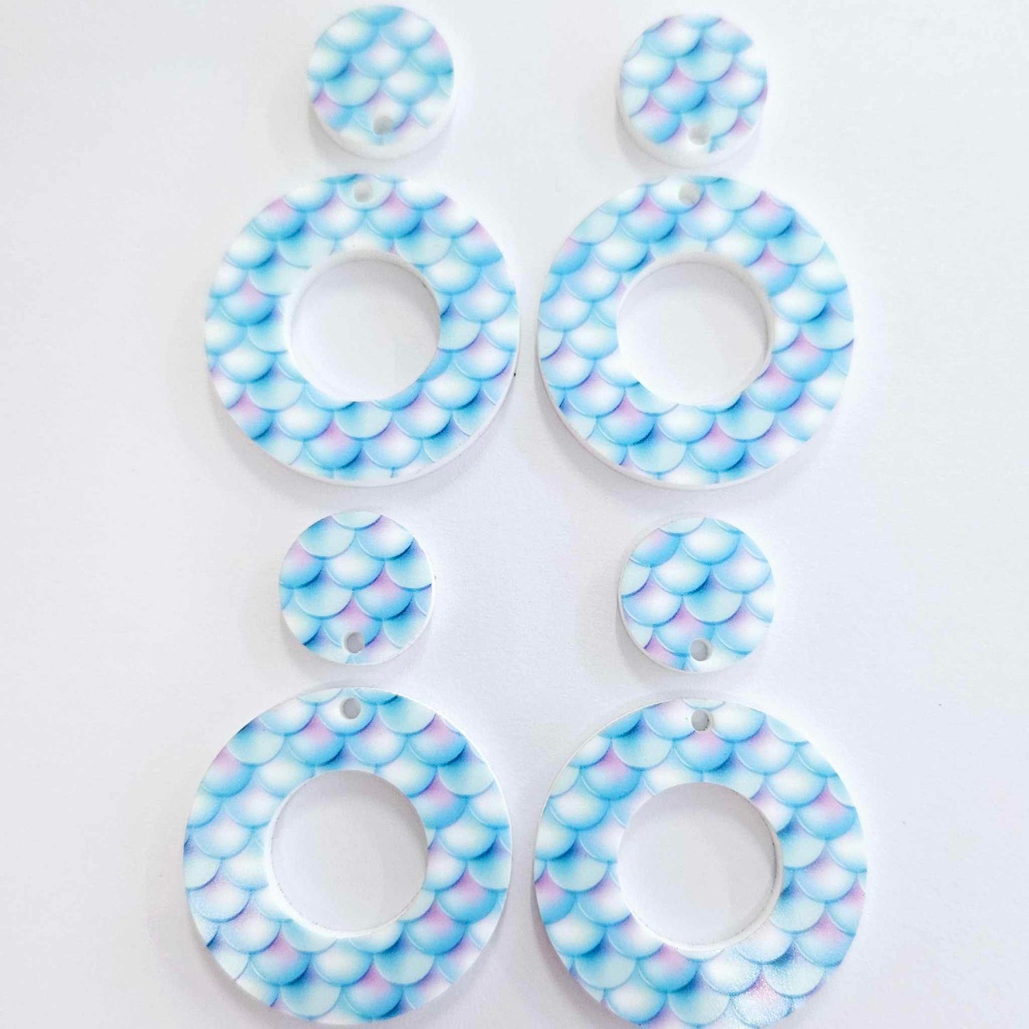 33mm MERMAID SCALES Acrylic MINI HOOPS, with toppers